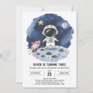 Waterverf Komeet Boho Astronaut Jongen Verjaardag Kaart