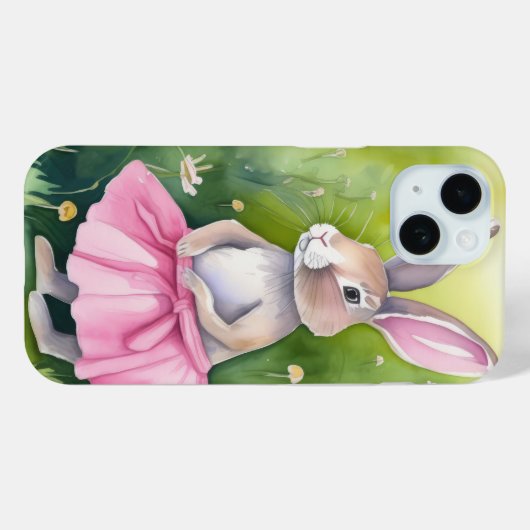 Waterverf konijn in roze tutu Case-Mate iPhone case (Achterkant (horizontaal))