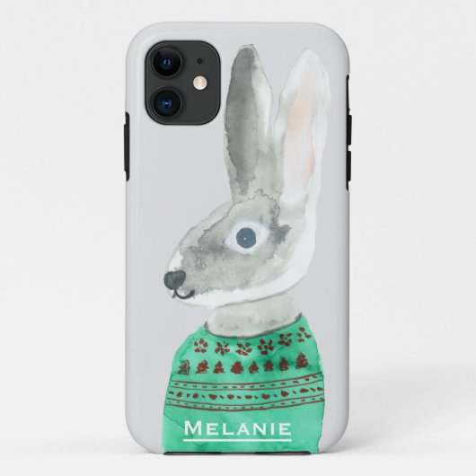 Waterverf konijn in Sweater Grey Personalized Case-Mate iPhone Case (Achterkant)
