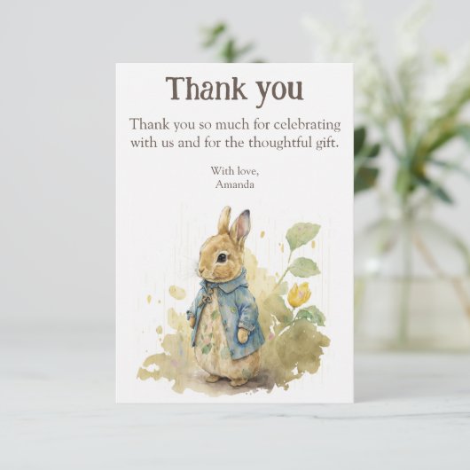 Waterverf Konijn Peter Party Bedankkaart (Staand voorkant)