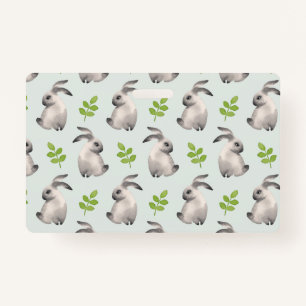 Waterverf konijnen en gras badge