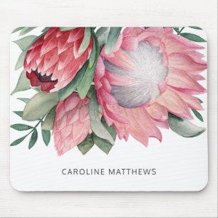 Waterverf Koning Protea Boeket Botanisch met Naam Muismat