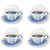 Waterverf Kopjes 5 Blauw Sticker (Voorkant)