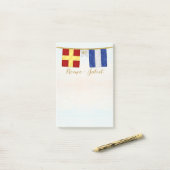 Waterverf koppels monogram maritieme signaalvlagge post-it® notes (Op bureau)