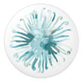 Waterverf koraal - blauw 2 keramische knop (Voorkant)