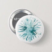 Waterverf koraal - blauw 2 ronde button 5,7 cm (Voorkant /achterkant)