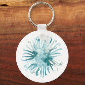 Waterverf koraal - blauw 2 sleutelhanger (Voorkant)