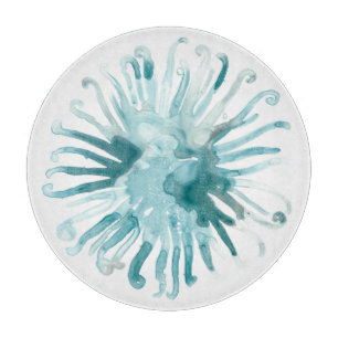 Waterverf koraal - blauw 2 snijplank