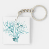 Waterverf koraal - blauw sleutelhanger (Achterkant)