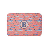 Waterverf koraal en zeemacht Monogram Shark Zee Li Badmat (Voorkant)