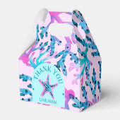 Waterverf Koraal en zeesterren in Roze & Turquoise Bedankdoosjes (Achterkant)