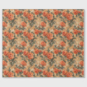 waterverf koraal Engels rozen koper Cadeaupapier (Vlak)