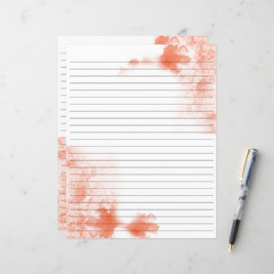 Waterverf koraal gestreept briefpapier