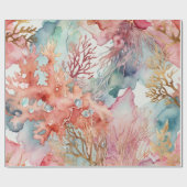 Waterverf Koraal luxueus Cadeaupapier (Vlak)