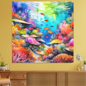 Waterverf koraalrif onderwaterscène canvas afdruk (Insitu (Woonkamer))