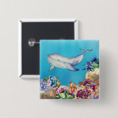 Waterverf koraalrif vierkante button 5,1 cm (Voorkant /achterkant)