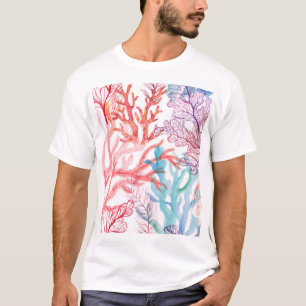 Waterverf koralen: onderwater wereld patroon. t-shirt
