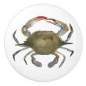 Waterverf krab - grijs keramische knop (Voorkant)