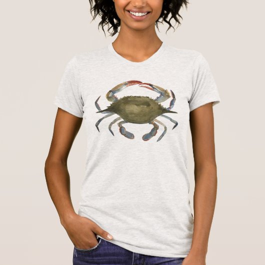 Waterverf krab - grijs t-shirt (Voorkant)