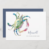 Waterverf krab vraagt Groomesmankaarten Feestdagenkaart (Voorkant / Achterkant)