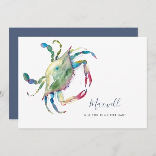 Waterverf krab vraagt Groomesmankaarten Feestdagenkaart (Voorkant / Achterkant)