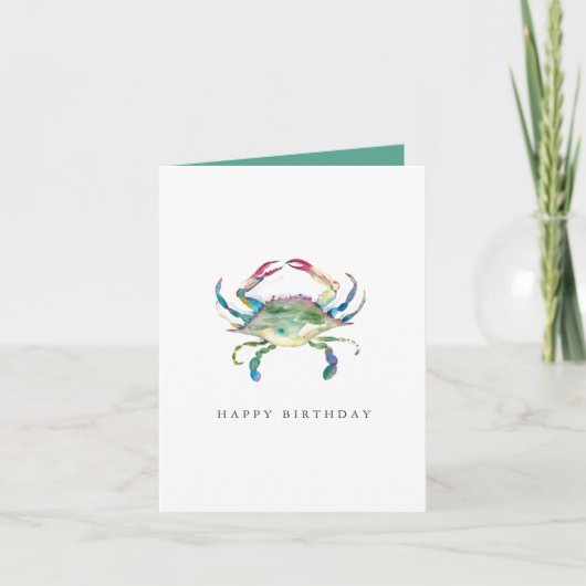 Waterverf krab Wenskaart voor een verjaardag Feestdagen Kaart (Voorkant)