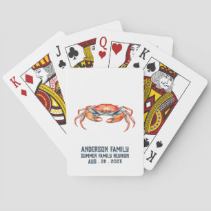 Waterverf Krab Zomer Strand Familie Reünie Pokerkaarten