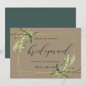 Waterverf KRAFT FOLIAGE IS MIJN BRIDESMAID Kaart (Voorkant / Achterkant)