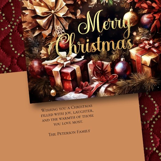 Waterverf Krans Cadeaus Kerst Kaart