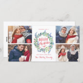 Waterverf Krans Collectie 4 Foto Vakantie Feestdagenkaart (Voorkant / Achterkant)