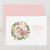 Waterverf krans foto geboorte aankondiging (Voorkant / Achterkant)