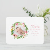 Waterverf krans foto geboorte aankondiging (Staand voorkant)