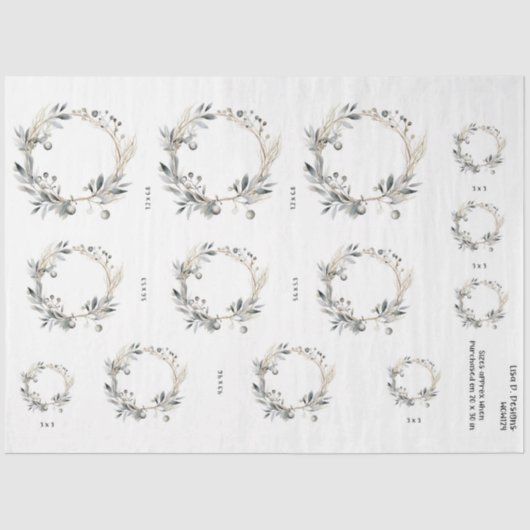 Waterverf Krans Greenery Foliage en bessen Tissuepapier (Voorkant)