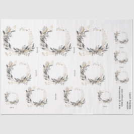 Waterverf krans groen en gebladerte tissuepapier