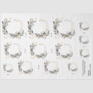 Waterverf krans groen en gebladerte tissuepapier