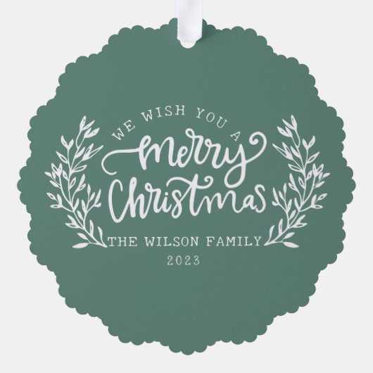 Waterverf Krans hulstbessen en groene bladeren Ornament Kaart (Achterkant)