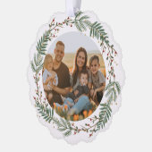 Waterverf Krans hulstbessen en groene bladeren Ornament Kaart (Links)