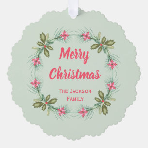 Waterverf krans Merry Christmas papieren ornament Kaart