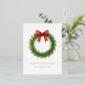 Waterverf Krans Modern Business Christmas Folie Feestdagen Briefkaart (Staand Voorkant)