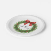 Waterverf Krans Moderne Kerst Papieren Bordje (Gekanteld)