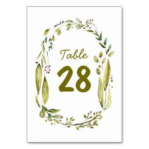 Waterverf krans rustieke bruiloft tafel nummers kaart