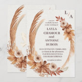 Waterverf krans Trouwuitnodiging 2025 Kaart (Voorkant / Achterkant)