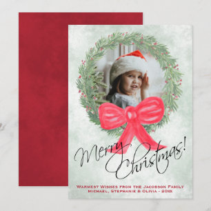 Waterverf krans Vrolijk Kerstmis Foto Lijst Feestdagenkaart