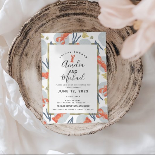 Waterverf Kreeft Schaaldier Bruidsdiner  Briefkaart