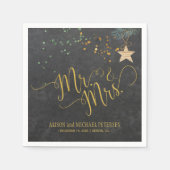 Waterverf krijtbord mr en mevrouw script bruiloft servetten (Voorkant)