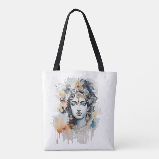 Waterverf Krishna Schilderen Canvas tas (Achterkant)