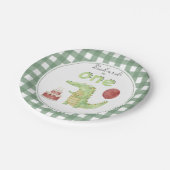 Waterverf krokodil 1e verjaardag papieren bordje (Gekanteld)