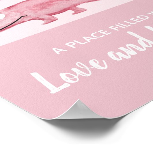 Waterverf Krokodil Jungle Baby Meisje Kamer Kunst Poster (Hoek)