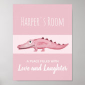 Waterverf Krokodil Jungle Baby Meisje Kamer Kunst Poster (Voorkant)