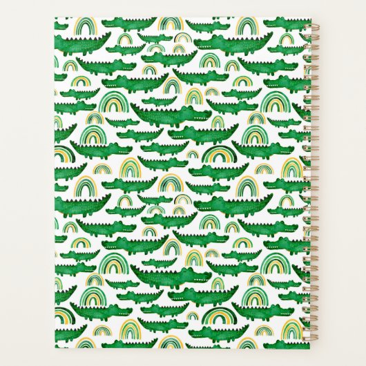 Waterverf Krokodile Alligator Rainbow Personaliser Planner (Achterkant)